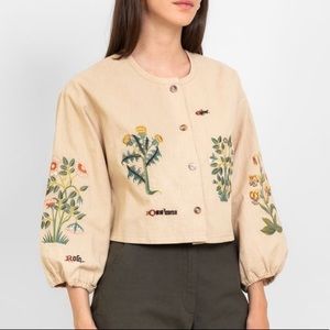 NWOT - Meadows Tudor Rose Shirt - Floral Embroidered Linen Blouse